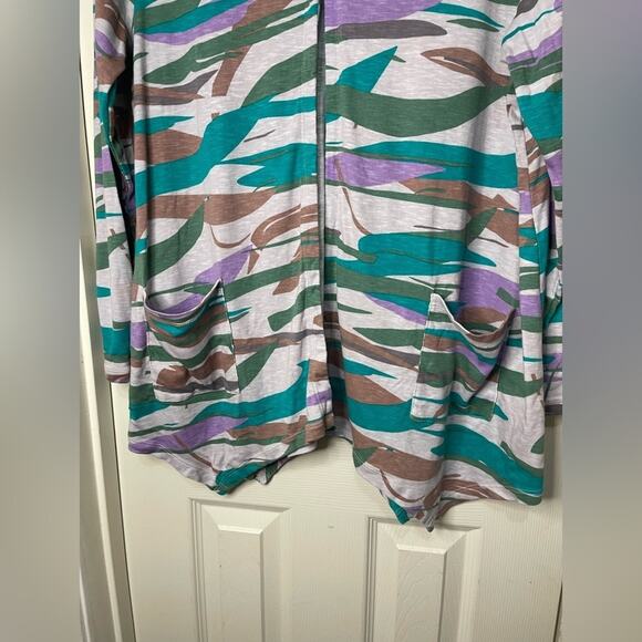 LOGO by Lori Goldstein Printed Cotton Modal Sweater Knit Cardigan size 1X - Picture 5 of 7